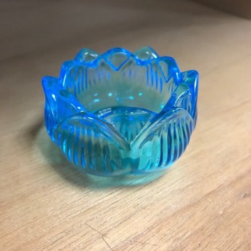 新韻傳音蓮心燭杯(藍色) 玻璃燭台 蓮花燭杯 蓮花燭臺 小茶燭杯