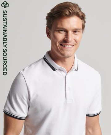 Superdry Men's Men's Organic Cotton Tipped Pique Polo Shirt White / Optic - Size: Xxl