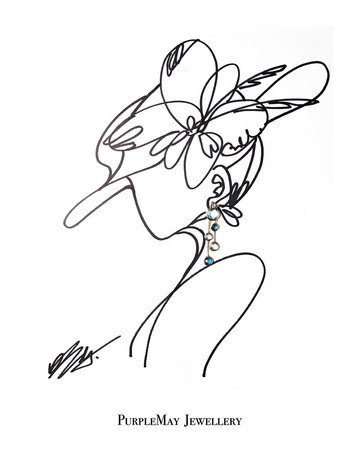 【PurpleMay Jewellery】純18K金深浅蓝托帕石耳釘 - E049