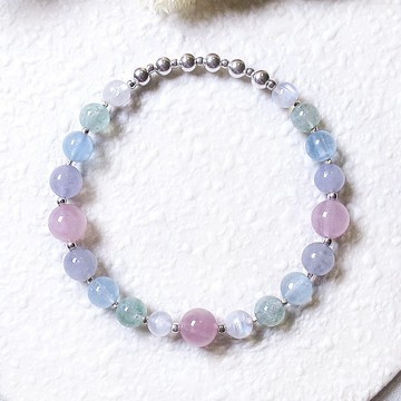 VIIART。精靈花束。925純銀月光石堇青海藍寶草莓晶天然石SS23