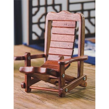 邱峰竹編邱師傅竹木小椅子手機支架花梨木中式創意禮物手機支架