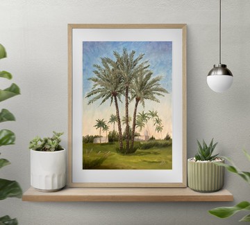 棕櫚樹寫實油畫原創 30 x 20 厘米