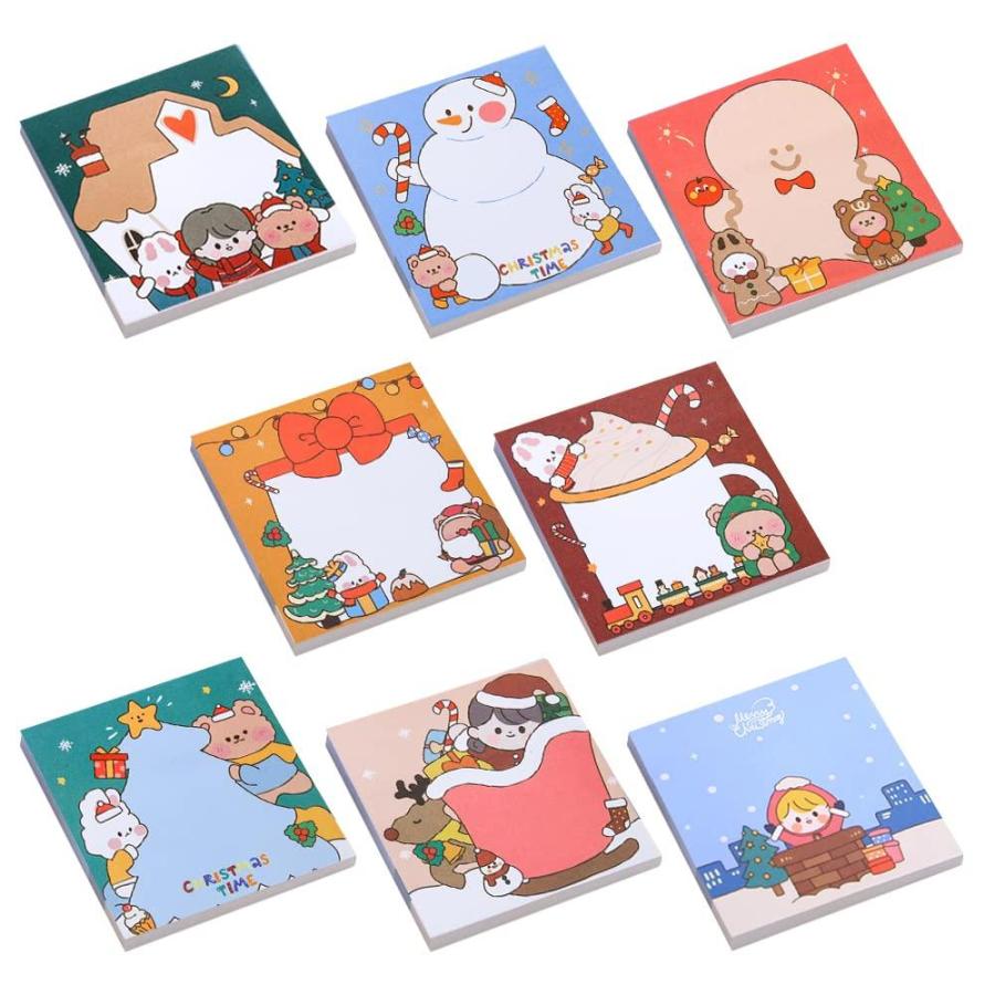 Pcs Cartoon Christmas Sticky Notes Student Message Memo Pads Stocking Stu