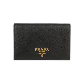 PRADA 浮雕Logo 防刮皮革護照夾/中夾(黑色)