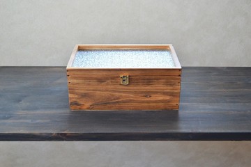 0310mito 日本國產檜木與復古玻璃收藏盒 LL 尺寸