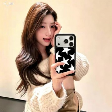黑底白星星潮流簡約手機殼適用蘋果17ProMax磨砂iPhone15防摔軟殼