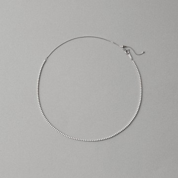 【ete】[Line Stone] 線形光環寶石頸圈項鍊(A：銀色)