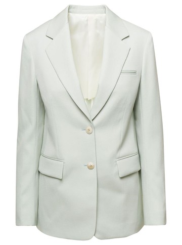 Light Green Mono-Breasted Blazer With Pockets In Wool Woman