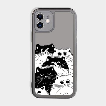 貓咪疊疊樂適用蘋果14promax手機殼新款iPhone13創意iP12pro透明黑色硅膠軟殼全包xs小眾可愛xr個性7/8防摔