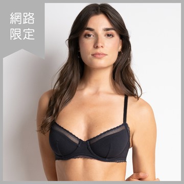 【Passionata】1/2莫代爾無襯內衣>C-D罩杯>黑色(T823)>Charlotte