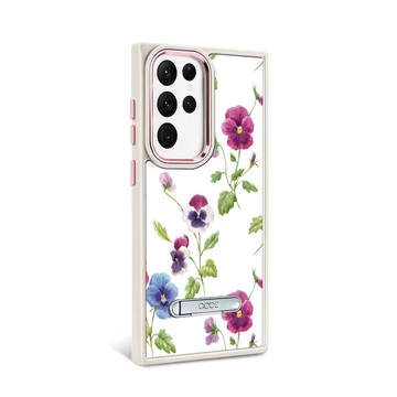 Samsung S23系列 軍規防摔鋁合金鏡頭框立架手機殼-花語-2303