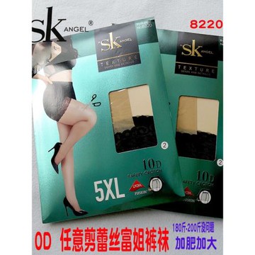 SK加肥加大碼防狼褲襪10D連褲襪任意剪富姐蕾絲安全防勾絲襪8220