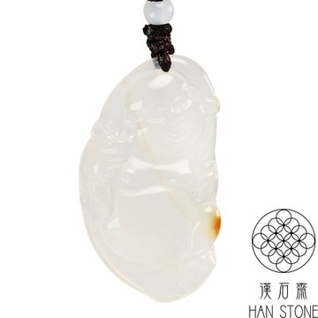 【漢石齋】天然玉髓 彌勒佛玉珮吊墜 玻璃種(24*45*8mm以上)