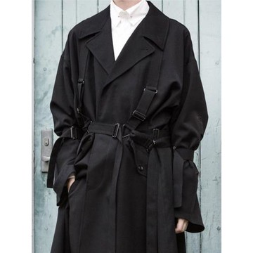 GAOSTUDIOS綁帶寬松風衣男外套廓形復古暗黑休閑大碼厚YOHJI大衣