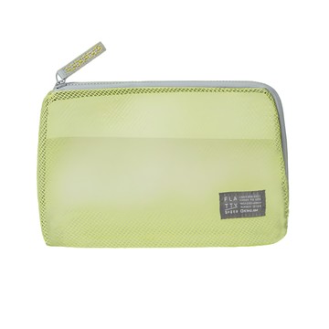 KING JIM FLATTY SHEER 5164-YL 多功能網狀拉鍊袋 M  黃色  1個