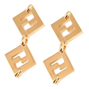 FENDI 8AK789 Forever FF LOGO吊墜造型針式耳環.金