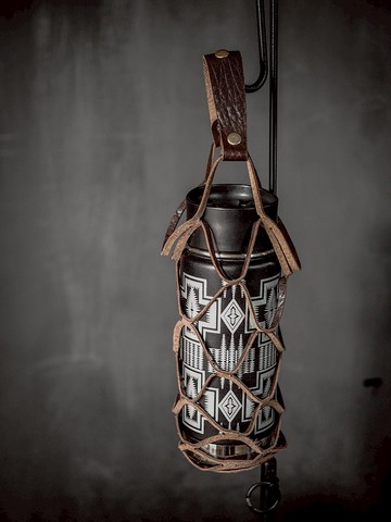 Leather Bottle Holder-皮革飲料杯提網袋-深咖