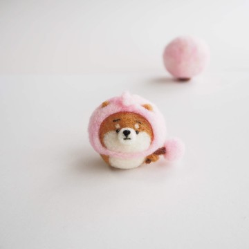 春天的櫻花樹真由柴犬（紅柴、黑柴、白柴）羊毛氈