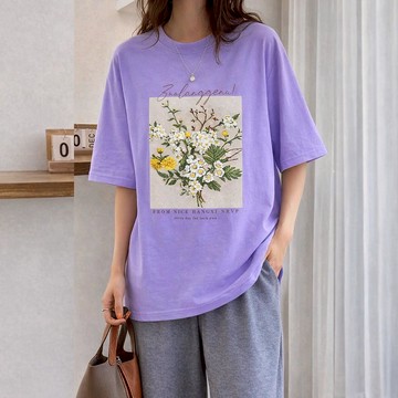 ⚡任選２件＄８９９⚡中大尺碼 上衣 韓版氣質花朵印花短袖上衣【015274】APR15｜2色2碼 19LADY〔現貨〕