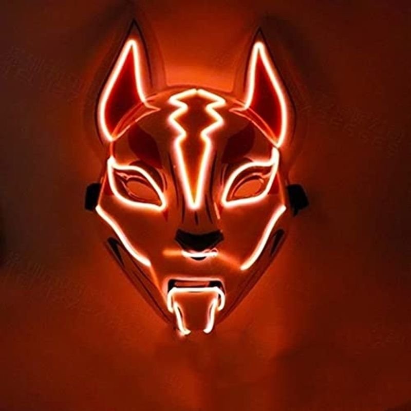高知インター店】 光る狐マスク オレンジ コスプレ 仮装 マスク イベント