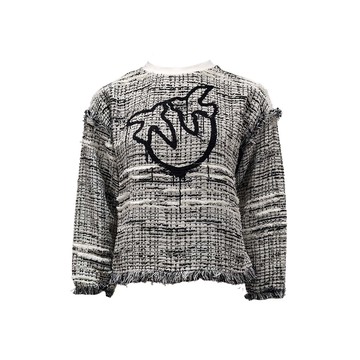 PINKO黑灰白交織圖案針織