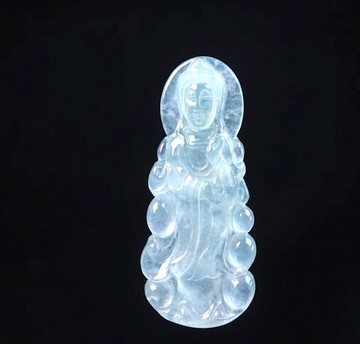高冰種翡翠寶瓶觀音菩薩 | 天然緬甸玉翡翠A貨 | 送禮