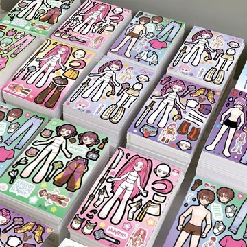 KPOP 【批發136張】kpop獵魔女團換裝貼紙兒童手工diy創意益智粘貼玩具 女團周邊 出貨 toy 獵魔 女團貼紙