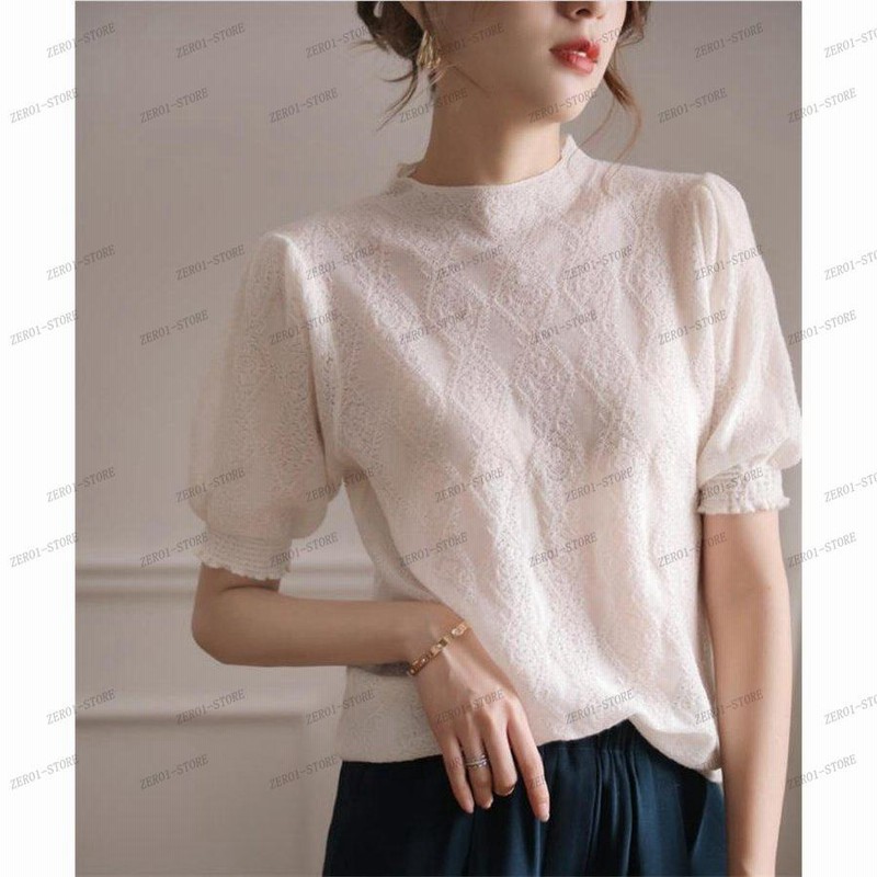トップス レディース ニットTシャツ きれいめ 春夏 半袖トップス