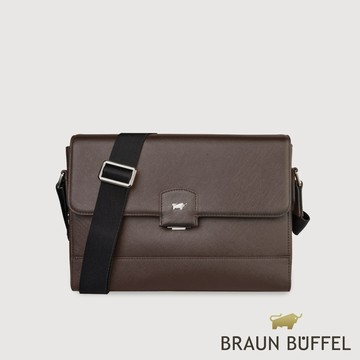【BRAUN BUFFEL】巴雷特 橫式斜背包- 咖啡色(德國小金牛台灣總代理)/BF546-61-GCO