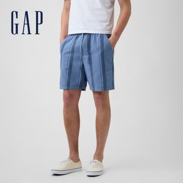 【GAP】7 吋紋理條紋休閒短褲-藍色條紋(895201)