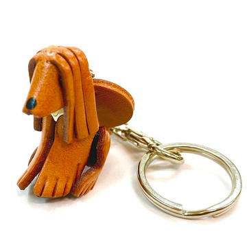 阿富汗獵犬 狗 皮革鑰匙圈 牽繩吊飾 手工皮革雜貨 日本製造 VANCA