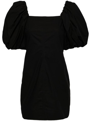 GANNI - poplin-texture organic-cotton minidress - women - Organic Cotton - 36 - Black