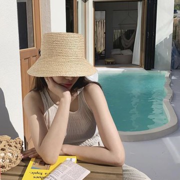 日系ins草編漁夫帽女夏遮陽防曬2025新款遮臉顯臉小法式復古草帽