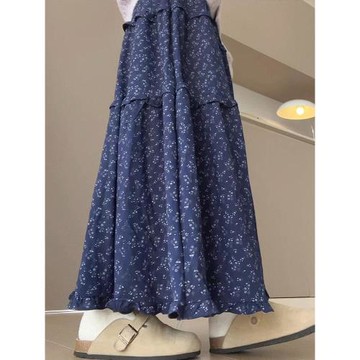 韓系碎花半身裙女中長款春秋2026新款高腰顯瘦a字長裙蓬蓬蛋糕裙
