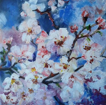 蘋果花原畫春天自然風景盛開的花朵新娘禮物