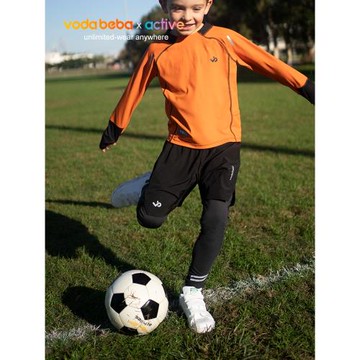 vodabeba兒童褲子男童彈力加絨假兩件運動褲秋冬長褲寬松運動