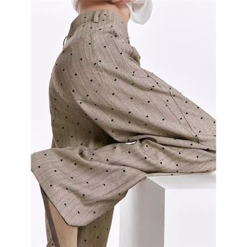 LINFANGING 設計感高腰垂感直筒休閑褲秋冬季寬松拖地闊腿褲顯瘦