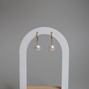 14KGF 大顆圓形珍珠圓環耳環