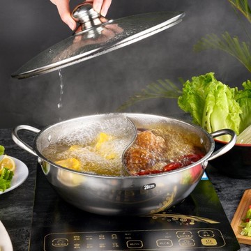 火鍋鍋 鴛鴦鍋火鍋不銹鋼火鍋鍋家用電磁爐專用加厚火鍋盆鍋涮具大容量 免運 開發票