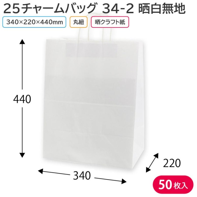 注目のブランド 紙袋 シモジマ H25チャームバッグ 20-1 平手 未晒無地 クラフト紙 50枚入