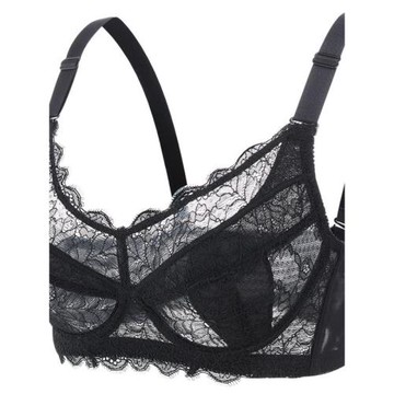 大碼超薄胖mm防走光聚攏軟性感鋼圈蕾絲防凸點大罩杯文胸女士內衣