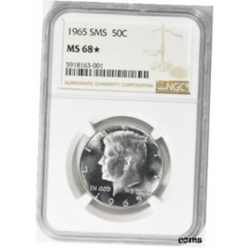 アンティークコイン 1965 NGC MS68 Star SMS Kennedy 40% Silver Half