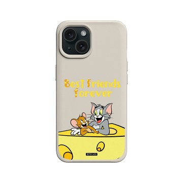 iPhone 15 SolidX 貝殼灰 - 湯姆貓與傑利鼠 Tom and Jerry - Best friends
