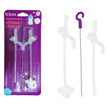 澳洲 b.box - 升級版水杯替換吸管2入+清潔刷-吸管17.5cm*2入+吸管清潔刷18cm*1入