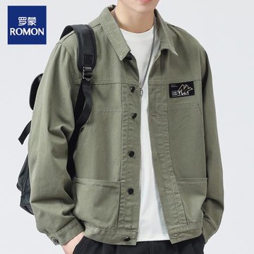 羅蒙2025男士春季新款春秋純棉寬松工裝牛仔上衣休閑外套男裝夾克
