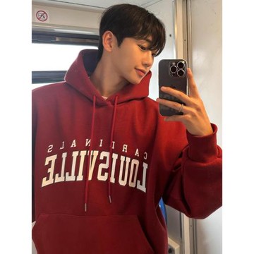 紅色衛衣男春秋潮流寬松連帽外套青少年男裝休閑上衣男款運動衣服