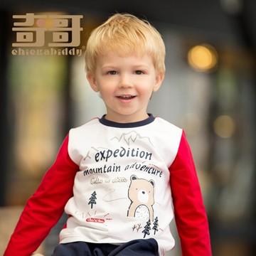 奇哥 Chic a Bon 親愛夥伴拼接袖T恤-白(3-5歲)