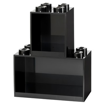 LEGO 樂高 置物架兩件套組 ABS塑膠  四凸15.9 x 15.9 x 21.1cm + 八凸31.8 x 15.9 x 21.1cm  黑色  1組