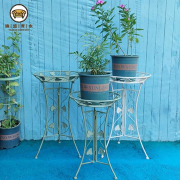 特惠/免運 工廠直銷 花架 陽台花架 花盆架 落地置物架 鐵藝圓型花架三件套階梯形小花桌凳室內戶外園貿庭院陽臺茶幾鏤空可開發票 全館折扣 售後保障 j5428