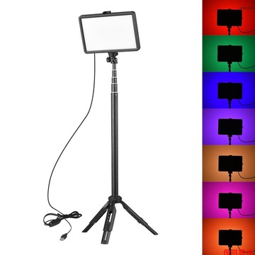 Andoer 1組RGB款USB可調光LED補光燈套裝 含RGB補光燈*1 + 可拆卸拉伸三腳架*1